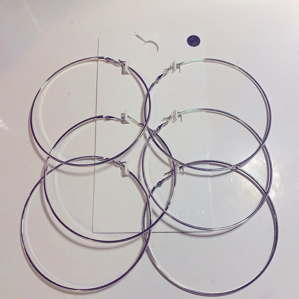 3 SILVER HOOPS EARRINGS